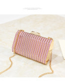 Texture Hollow out Evening Dress Small Bag One Shoulder Crossbody Chain Small Square Bag Metal Handbag
