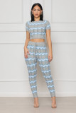 Color blocking wool woven suit wave pattern tight knit two-piece set