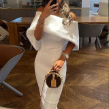 Straight Neck Slim Fit Dress Wrap Hip Dress