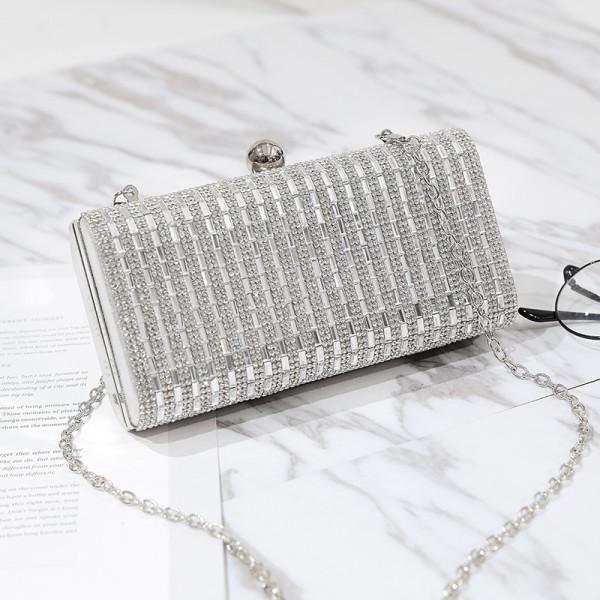 Small drill bag, diamond inlaid dinner dress, water drill handbag, one shoulder cross body chain small women's bag