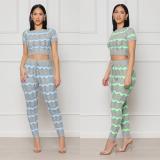 Color blocking wool woven suit wave pattern tight knit two-piece set