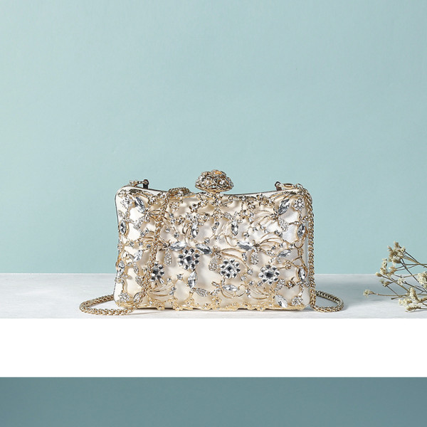 Fashion diamond inlaid dinner handbag One shoulder cross body chain small bag Cross border cross body small bag