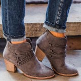 Oversized women's shoes Pointed suede cross rope thick heel fashion shoes