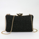 Fashion textured diamond inlaid dinner dress handbag single shoulder messenger chain small bag