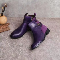 Oversized women's shoes Vintage leather buckle side zipper short tube ankle boots Oversized women's shoes Vintage leather buckle side zipper short tube ankle boots