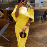 Straight Neck Slim Fit Dress Wrap Hip Dress