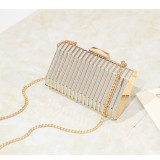 Texture Hollow out Evening Dress Small Bag One Shoulder Crossbody Chain Small Square Bag Metal Handbag