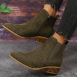Oversized women's shoes British style pointed fleece elastic belt thick heel casual single shoes
