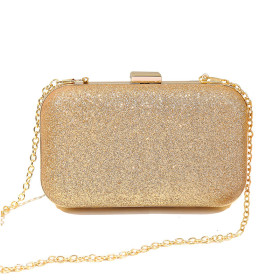 Shiny powder frosted casual dinner bag in hand