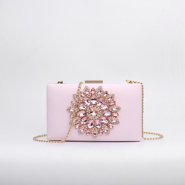 Fashion diamond inlaid dinner handbag One shoulder cross body chain small bag Cross border cross body small bag