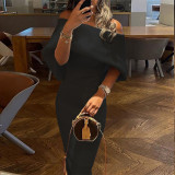 Straight Neck Slim Fit Dress Wrap Hip Dress
