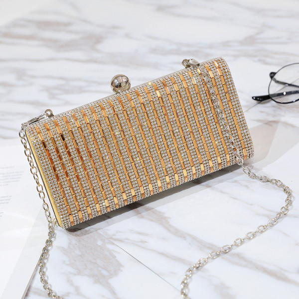 Small drill bag, diamond inlaid dinner dress, water drill handbag, one shoulder cross body chain small women's bag