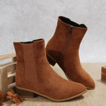 Oversized women's shoes, medium pile, pointed zipper, thick heel and ankle boots Oversized women's shoes, medium pile, pointed zipper, thick heel and ankle boots