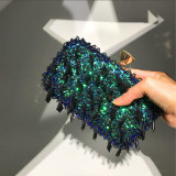 Hand held dinner bag Handmade double-sided beaded bag Shining bag Women's dinner bag