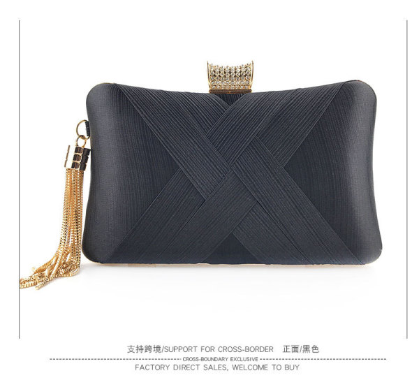 Dinner bag in hand, satin tassel bag, lady's evening bag