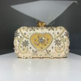 Hand held dinner bag Handmade beaded embroidery and diamond inlaid fashion women's bag with diagonal workmanship
