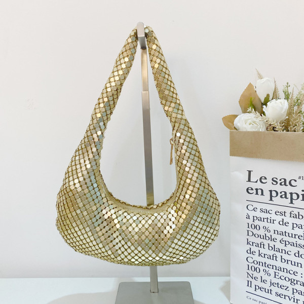 Dinner bag, diamond, hand bag, party bag, aluminum slice, armpit bag