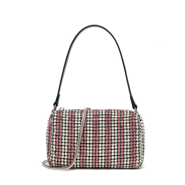 Large Rhinestone Bag Women's One Shoulder Oblique Straddle Bag Fashion Trend Pillow Full Diamond Bag Small Diamond Underarm Bag