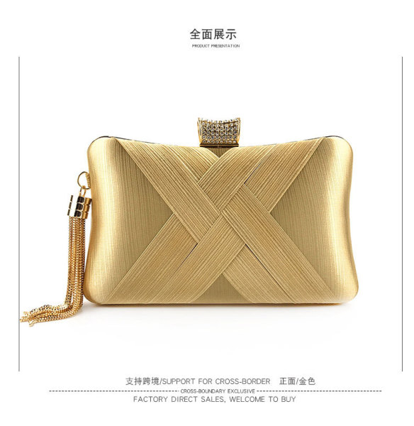 Dinner bag in hand, satin tassel bag, lady's evening bag