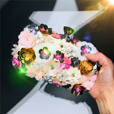 Fashion dinner bag Women's handmade flower beading bag Banquet wedding party bag