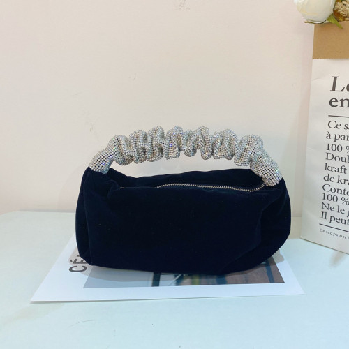 Handmade velvet dinner bag with diamonds dinner bag with rhinestones