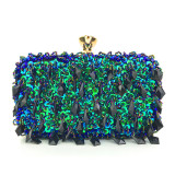 Hand held dinner bag Handmade double-sided beaded bag Shining bag Women's dinner bag
