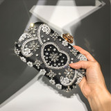 Hand held dinner bag Handmade beaded embroidery and diamond inlaid fashion women's bag with diagonal workmanship
