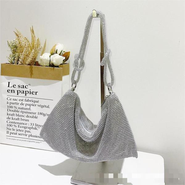 Diamond studded dinner bag Tide flash knotted rhinestone handmade armpit banquet dinner bag