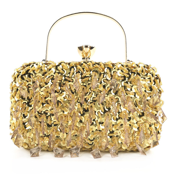 Hand held dinner bag Handmade double-sided beaded bag Shining bag Women's dinner bag