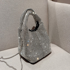 Water Diamond Vest Portable Bucket Bag Diamond Bag Chain Vegetable Basket Full Diamond One Shoulder Women's Bag
