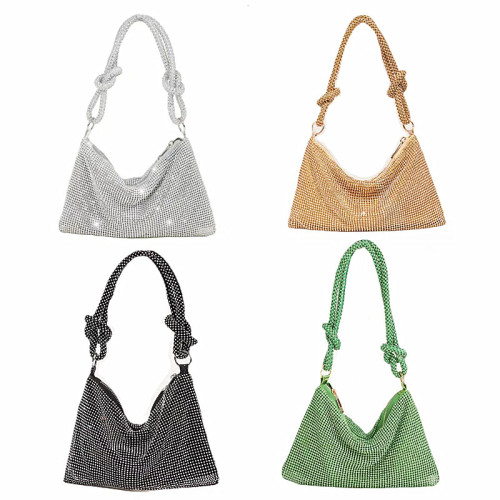 Diamond studded dinner bag Tide flash knotted rhinestone handmade armpit banquet dinner bag