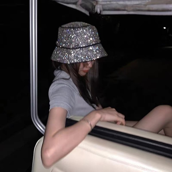 Handmade diamond inlaid hats, men's and women's wide brim, small fisherman's flat top sun visor