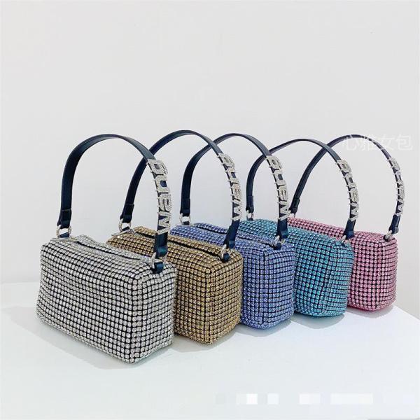 Large fashionable armpit bag full of diamonds portable messenger bag