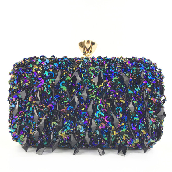 Hand held dinner bag Handmade double-sided beaded bag Shining bag Women's dinner bag