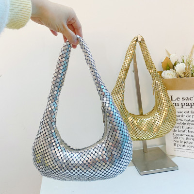 Dinner bag, diamond, hand bag, party bag, aluminum slice, armpit bag