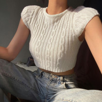 Slim and Slim fried dough twist Rough Woven Spicy Girls Top European and American Temperament Casual Versatile Backing Knit Slim and Slim fried dough twist Rough Woven Spicy Girls Top European and American Temperament Casual Versatile Backing Knit