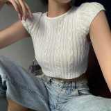 Slim and Slim fried dough twist Rough Woven Spicy Girls Top European and American Temperament Casual Versatile Backing Knit