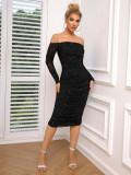 Sparkling Pink Dress One Neck Sexy Dress Evening Dress