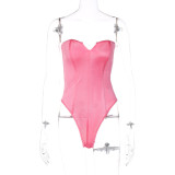 Solid sexy chest wrap waist shaping jumpsuit