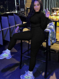 Fashion round neck long sleeve top slim exercise yoga pants suit