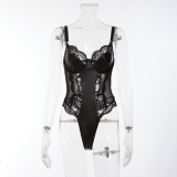 Sexy Spice Girl Leather Lace Hollow out Funny Women's Bodysuit