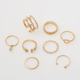 Diamond set open ring 8-piece personality set ring ring ring forefinger joint tail ring