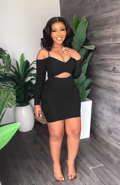 Sexy Slim Versatile Off Shoulder Strap Mini Hip Wrap Dress