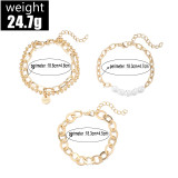 Coarse chain English letter love combination 4-piece bracelet