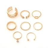 Diamond set open ring 8-piece personality set ring ring ring forefinger joint tail ring