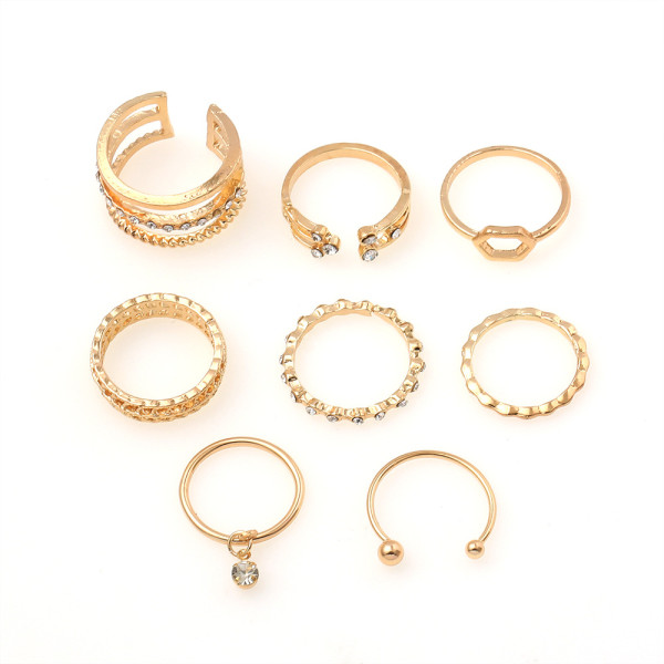Diamond set open ring 8-piece personality set ring ring ring forefinger joint tail ring