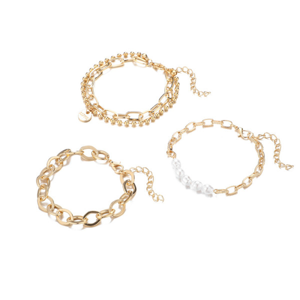 Coarse chain English letter love combination 4-piece bracelet