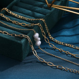 Fashion Geometric OT Buckle Metal Bracelet Female Creative Pearl Multi layer Flower Bracelet