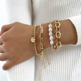Coarse chain English letter love combination 4-piece bracelet
