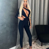Sexy Hollow out One Shoulder Long Sleeve Bodysuit